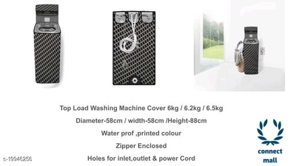 Floral Gray Printed Topload Washing Machine  Cover  For 6/6.2/6.5 kg Fully Automatic  - Gray, PVC, 3, Rectangle 