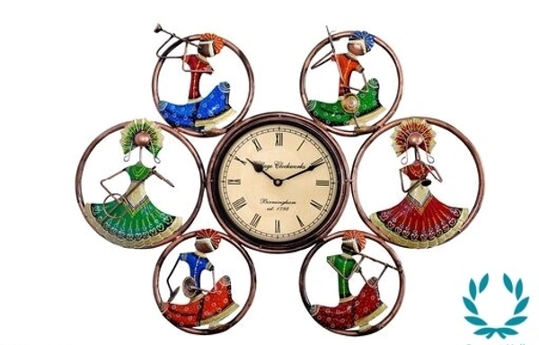 Wall Decor & Hanging Metal Musician Doll Wall Clock - Multi Color , Metal, 1 Qty