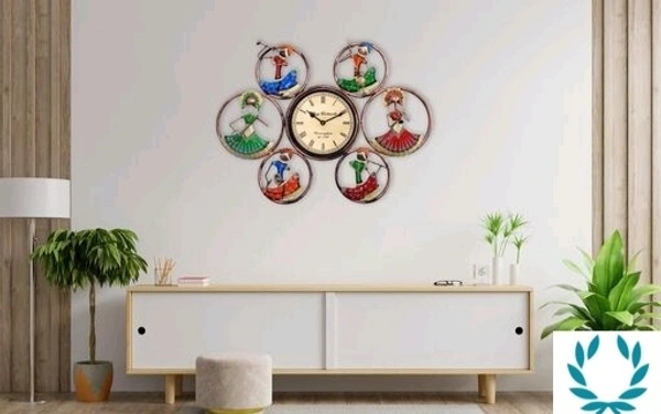 Wall Decor & Hanging Metal Musician Doll Wall Clock - Multi Color , Metal, 1 Qty