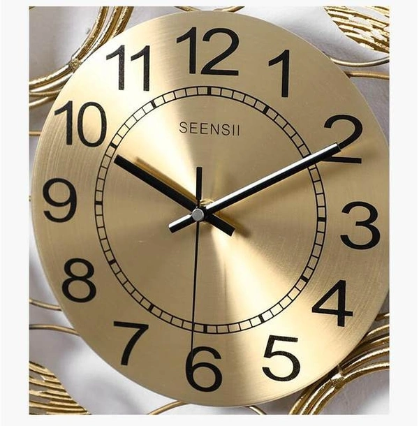 Ginkgo 3D Wall Clock  Flat Shape, Wrought Iron, Home Decor, Living Room, Hotel, Crafts