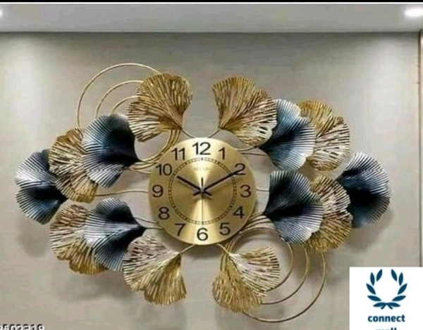 Ginkgo 3D Wall Clock  Flat Shape, Wrought Iron, Home Decor, Living Room, Hotel, Crafts