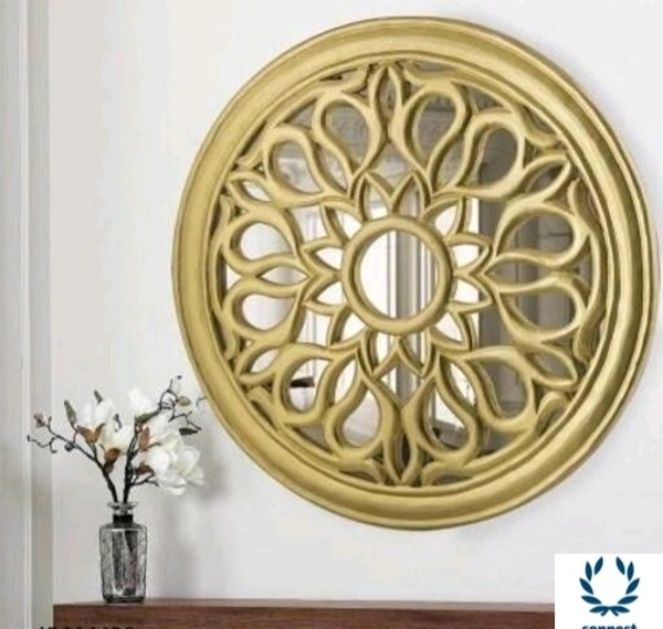 Elegance Wooden Wall Mounted Mirror  Perfect for Living Room, Bathroom any corner of the House - Golden Yellow , Wooden