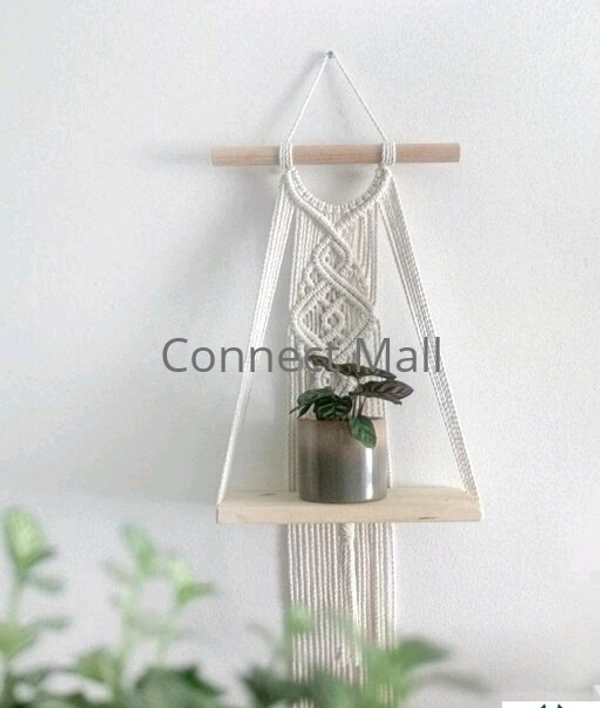 TOP KNOT Macrame  Wall Hanging Handmade   Boho Self For  Plant and Decor - off White