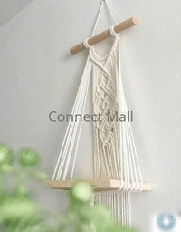 TOP KNOT Macrame  Wall Hanging Handmade   Boho Self For  Plant and Decor - off White