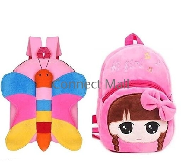 DP TRADE  Canvas Soft Cotton  Plushy Pink Combo Girls Backpack/SchoolBag/PicnicBag For Kids Baby 