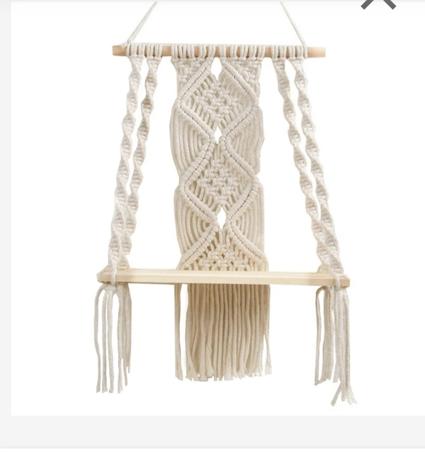 Top Knott Handicraft Macrame Diy Wall Hanging/ Wall Plant HangerStand/ Macrame Cotton pot holder For Home Living Botico  - Off White