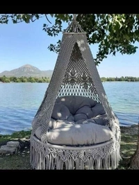 THE TOPKNOTT  AIRWING Macrame Swing Hammock Hanging Cradle  Chair  - 