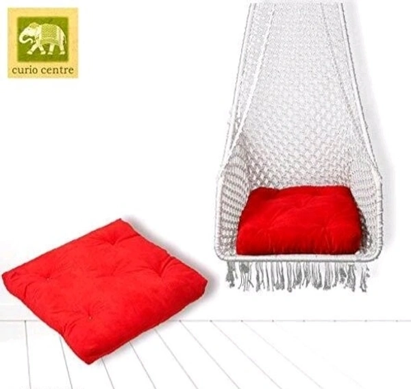 Curio Centre Make in India Leisure Half Moon Shape Nylon Swing with Cushion/Hammock Swing Chair-Iron Frame, Swing for Indoor/Outdoor/Nylon Rope Swing/Free Hanging Accessories(36 x 27 x 53 In, OFF WHITE) - Off White, Nylon