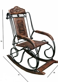 Rocking Metal Chair seat Easy to  foldable Portable and Dismental For Adult(B×H×L)(31cm×99.5cm×94 cm) - Brown, Metal