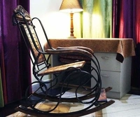 Rocking Metal Chair seat Easy to  foldable Portable and Dismental For Adult(B×H×L)(31cm×99.5cm×94 cm) - Brown, Metal