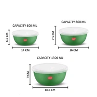 JENSONS  Microwave  Safe  ColourFul Stainless Steel  Bowl Set of 3 Large 1300ml, Medium 800 ml , Small 600ml For storage/ Serving Food - Green