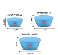 JENSONS  Microwave  Safe  BLUE Stainless Steel  Bowl Set of 3 Large 1300ml, Medium 800 ml , Small 600ml For storage/ Serving Food - Blue, Stainless  Steel