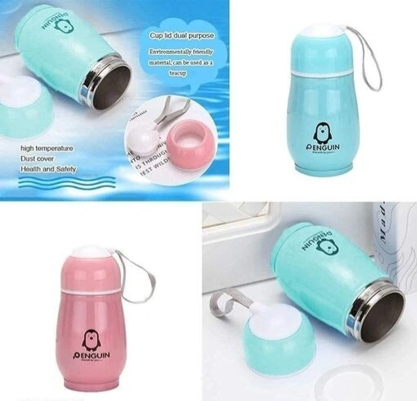 Penguin Thermos Water Bottle Steel Vaccum Cup Flasks for Kids, (Random Colour) Penguin Water Bottle Multicolour (150ml)