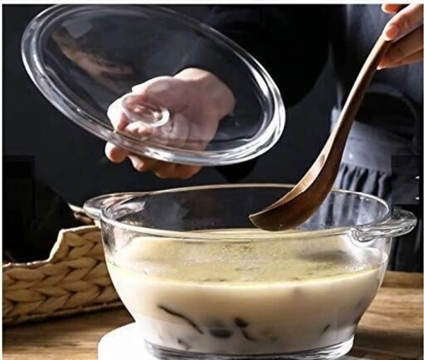 Round Glass Casserole Oven and Microwafe Transparent Serving Bowl with see Through Top Glass Lid 1000 ml Set of 2 - Set of  2, Crystal white(Set of 2)