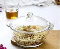 Round Glass Casserole Oven and Microwafe Transparent Serving Bowl with see Through Top Glass Lid 1000 ml Set of 2 - Set of  2, Crystal white(Set of 2)