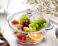 Round Glass Casserole Oven and Microwafe Transparent Serving Bowl with see Through Top Glass Lid 1000 ml Set of 2 - Set of  2, Crystal white(Set of 2)