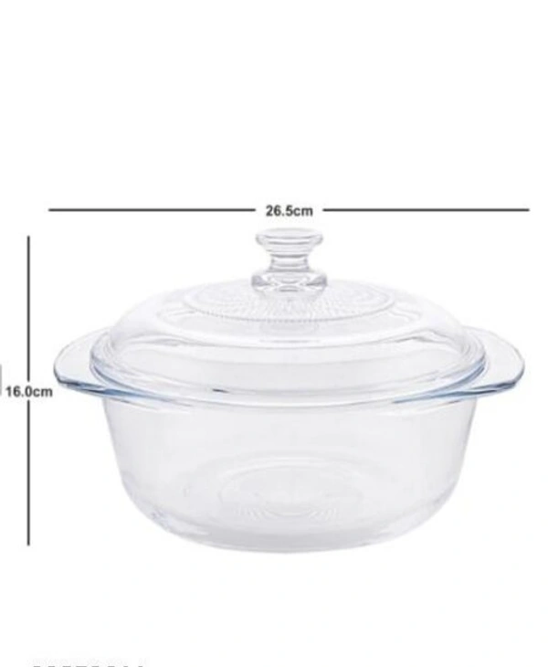 Round Glass Casserole Oven and Microwafe Safe Transparent Serving Bowl with see Through Top Glass Lid 2500 ml(2.5 l)Set of 1 - Crystal White, Glass