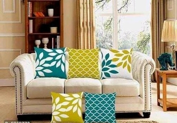 URBAN PLANET Floral Digital Printed Heavy Jute Cushion 3D Printed 16*16 inches Set of 5pieces - Multicolor , 3D Printed 