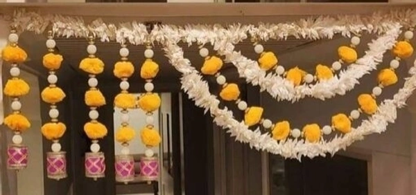 Handmade Decorative Marigold Fluffy Artificial Door Hanging  Garlands Bandanwar Toran used for Home Decoration 