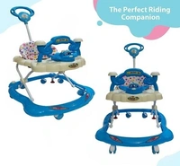 Push Handle Parent to Push Walker Detachable Seat /Handle/ Washable Cushion seat Detachable FootMat 8 wheels with 360⁰ Rotation Kids Walker  - Dark Blue