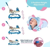 Push Handle Parent to Push Walker Detachable Seat /Handle/ Washable Cushion seat Detachable FootMat 8 wheels with 360⁰ Rotation Kids Walker  - Dark Blue