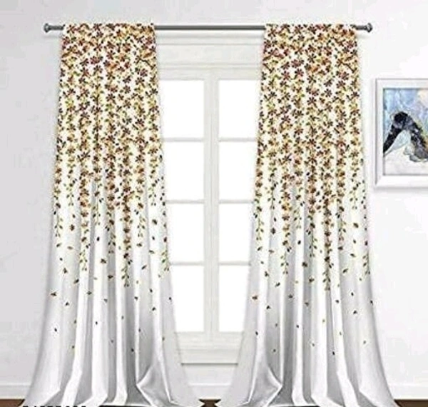 NOBELFAB 3D Printed Polyester White Room Darkening Floral Printed Pack of 2 Room/Living  Door Curtain 7 Feet /9 Feet - 9 Feet