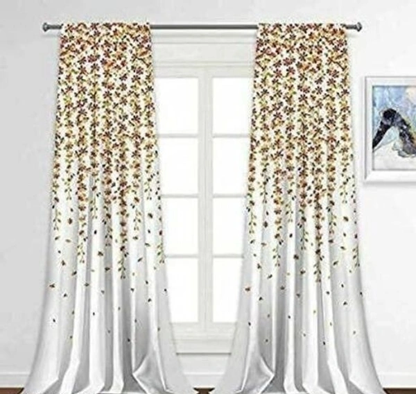 NOBELFAB 3D Printed Polyester White Room Darkening Floral Printed Pack of 2 Room/Living  Door Curtain 7 Feet /9 Feet - 9 Feet