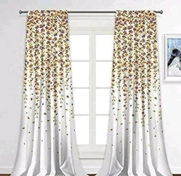NOBELFAB 3D Printed Polyester White Room Darkening Floral Printed Pack of 2 Room/Living  Door Curtain 7 Feet /9 Feet - 9 Feet