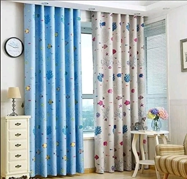 NOBELFAB 3D Printed Polyester  Room Darkening Floral Printed Pack of 2 Room/Living  Door Curtain 7 Feet /9 Feet with 2 Different Colour - 9 Feet