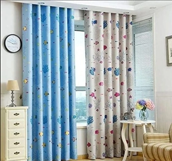 NOBELFAB 3D Printed Polyester  Room Darkening Floral Printed Pack of 2 Room/Living  Door Curtain 7 Feet /9 Feet with 2 Different Colour - 7 Feet