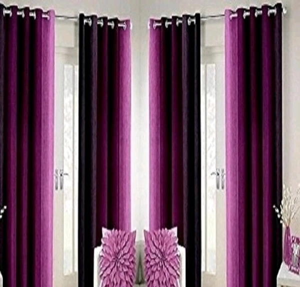 STAMEN  Room Darkening 4 Different  Sizes Full Length Fancy Modern Door Curtain Pack of 4 - 7 Feet, Purple