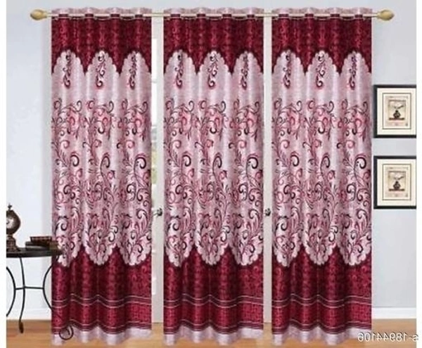 STAMEN Polyester Dark Maroon Modern /Fancy High Quality  Room Darkening For Room/Living Room Day /Night Curtain (7 Feet, Pack of 3 )