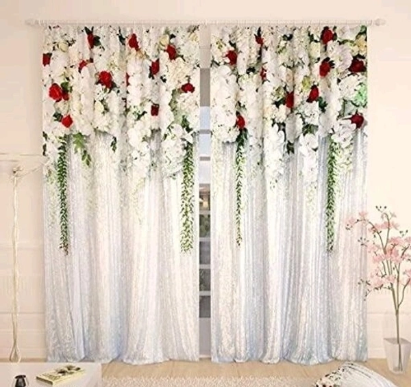 ANMOLFAB  Polyester 3D Digital Floral Printed  Day / Night Room Darkening  For Room Living Room Curtain Pack of 2 - 9 Feet