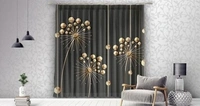 ANMOLFAB  Polyester 3D Digital Black Sparkle Printed  Day / Night Room Darkening  For Room/Living Room Curtain Pack of 2 - 7Feet 