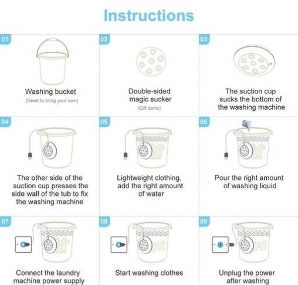 Mini Portable Washing Machine* with Rotating *Ultrasonic Turbine Washer* with *USB Charging* - Convenient for Travel, Home, Business Trip