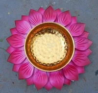 ROYAL HANDICRAFT Metal Lotus Shape Floating Flower /Candle Bowl For Entrance  Wedding / Festival /Anniversary /Home Decor Free Shipping  - Pink