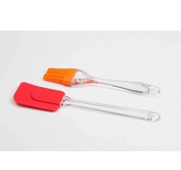 Silicone Spatula Blue Oil Brush  One Stainless Steel Whisker along with Steel Masher Kitchen Accessories Combo Offer 