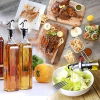 Set 2 Pieces  500ml  Glass Oil Dispenser One Silicone Spatula,One Silicone Oil Brush Medium  Silicon Foldable Funnel with Spice Jar Kitchen  Accessories Combo Pack 
