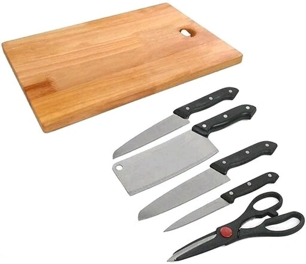 Modern  Wooden Chopping Board With Kitchen knife  & Scissor Sets