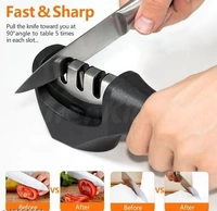 MOBFEST 3 in1 Kitchen Knife  Accessories 3 Stag Knife Sharpner Tool  Help  Repair, Restore , Polish Detachable  Blades 