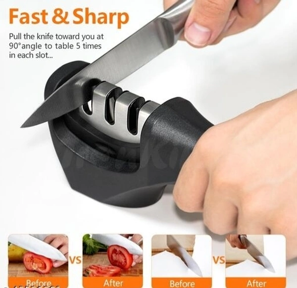 MOBFEST 3 in1 Kitchen Knife  Accessories 3 Stag Knife Sharpner Tool  Help  Repair, Restore , Polish Detachable  Blades 
