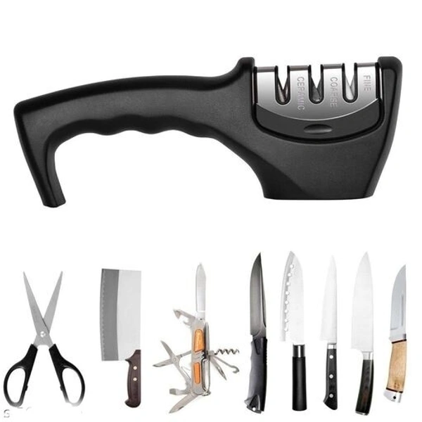 MOBFEST 3 in1 Kitchen Knife  Accessories 3 Stag Knife Sharpner Tool  Help  Repair, Restore , Polish Detachable  Blades 
