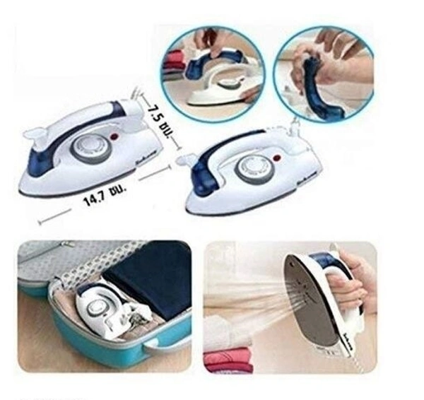 RUSHAAN TRADERS New White Folding Portable Iron Compact Touchup and Perfect Portable Foldable  Travel Iron 750W Consumption COLLAR For Indian Plug