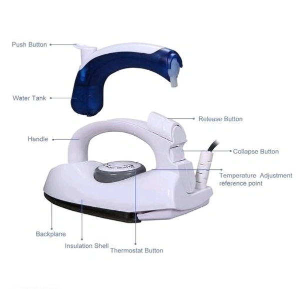 RUSHAAN TRADERS New White Folding Portable Iron Compact Touchup and Perfect Portable Foldable  Travel Iron 750W Consumption COLLAR For Indian Plug