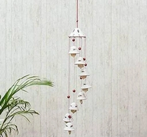 Handcrafted Ceramic Wind White 8 Bells  Chime For  Outdoor/Indoor/Garden/Bedroom/Balcony/Terrace