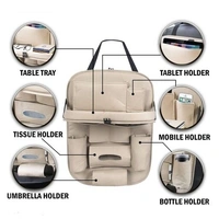 Car Back Seat Organizer with Tablet Holder 6 Different  Pouches PU leather with Foldable Table Tray with Holding Bottle  pouch and Mobile Accessories 1pcs