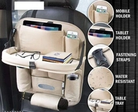 Car Back Seat Organizer with Tablet Holder 6 Different  Pouches PU leather with Foldable Table Tray with Holding Bottle  pouch and Mobile Accessories 1pcs