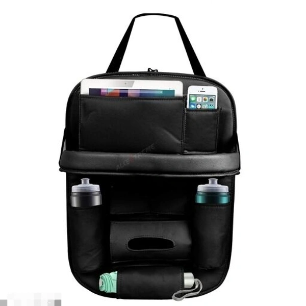 Car back Seat Organizer  with Tablet Holder,6 Storage  Pouch  Bottle bottle hoderH/Foldable Tray holder Accessories Black 1pcs