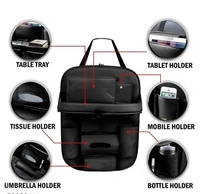 Car back Seat Organizer  with Tablet Holder,6 Storage  Pouch  Bottle bottle hoderH/Foldable Tray holder Accessories Black 1pcs
