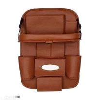 Car back Seat Organizer  with Tablet Holder,6 Storage  Pouch  Bottle bottle hoderH/Foldable Tray holder Accessories Brown 1pcs